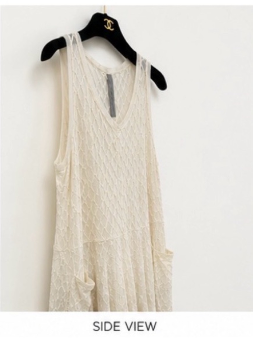 Raquel Allegra Ivory Mesh Knit Tank Dress - Picture 4 of 5